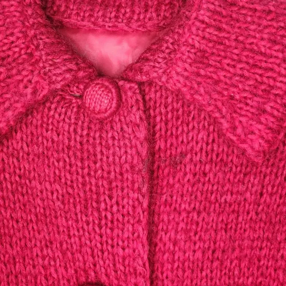 Vintage Red Sweater Coat Heavy Knit
